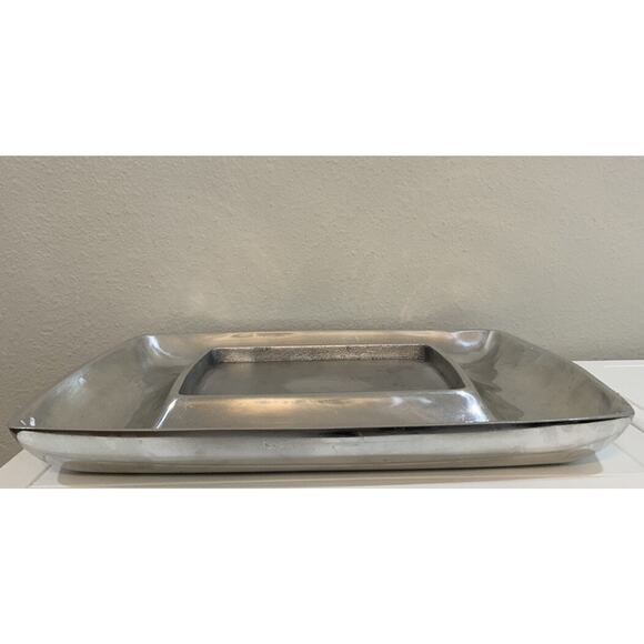 POTTERY BARN BARONA Polished Aluminum Cheese Cracker Square Silver TRAY PLATTER - Picture 7 of 10